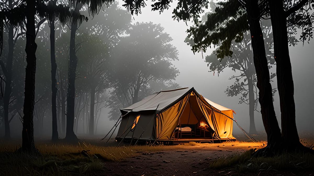 glamping in rainy weather